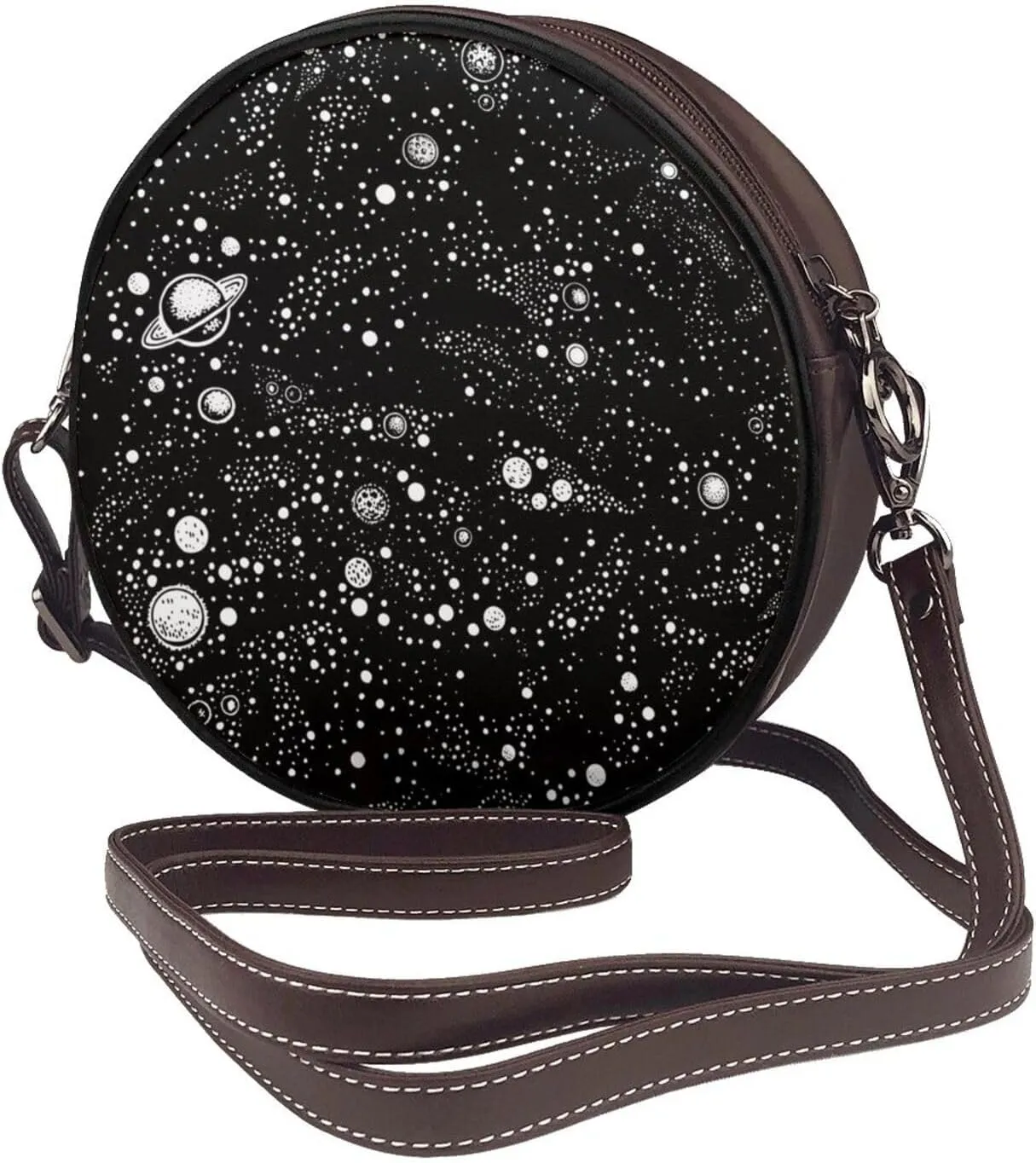 Women's Faux Leather Crossbody Bag Handle Circle Bag Mini Purse Clutch Handbag