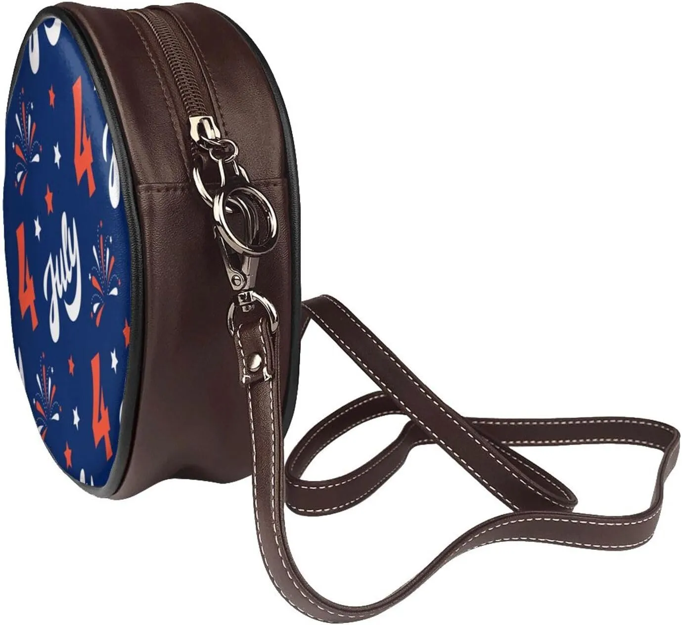 Women's Faux Leather Crossbody Bag Handle Circle Bag Mini Purse Clutch Handbag