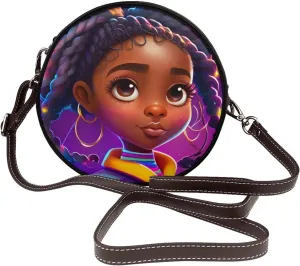 Women's Faux Leather Crossbody Bag Handle Circle Bag Mini Purse Clutch Handbag