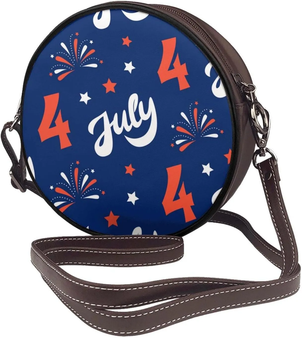 Women's Faux Leather Crossbody Bag Handle Circle Bag Mini Purse Clutch Handbag