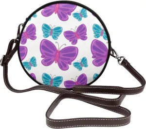 Women's Faux Leather Crossbody Bag Handle Circle Bag Mini Purse Clutch Handbag