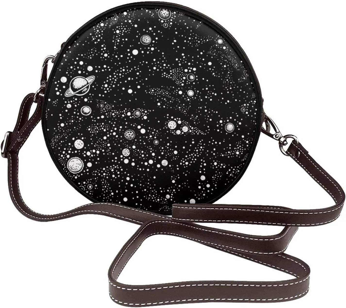 Women's Faux Leather Crossbody Bag Handle Circle Bag Mini Purse Clutch Handbag