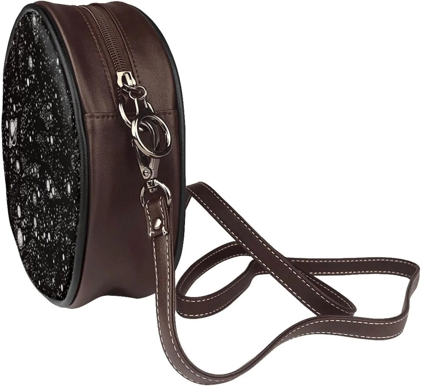 Women's Faux Leather Crossbody Bag Handle Circle Bag Mini Purse Clutch Handbag