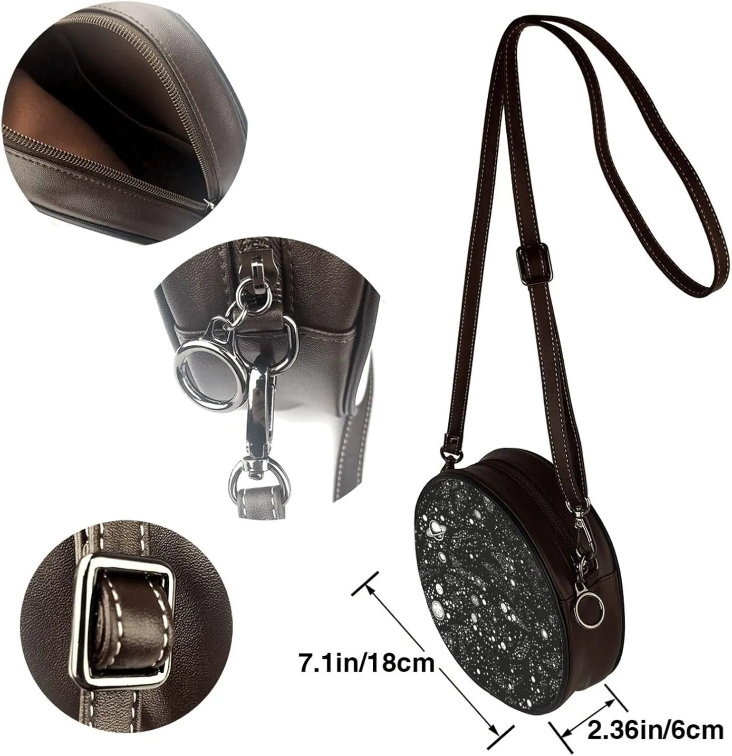 Women's Faux Leather Crossbody Bag Handle Circle Bag Mini Purse Clutch Handbag