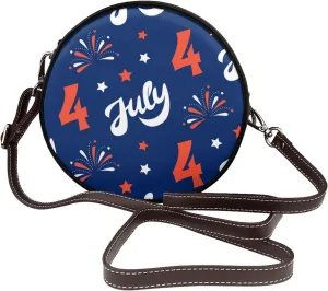 Women's Faux Leather Crossbody Bag Handle Circle Bag Mini Purse Clutch Handbag