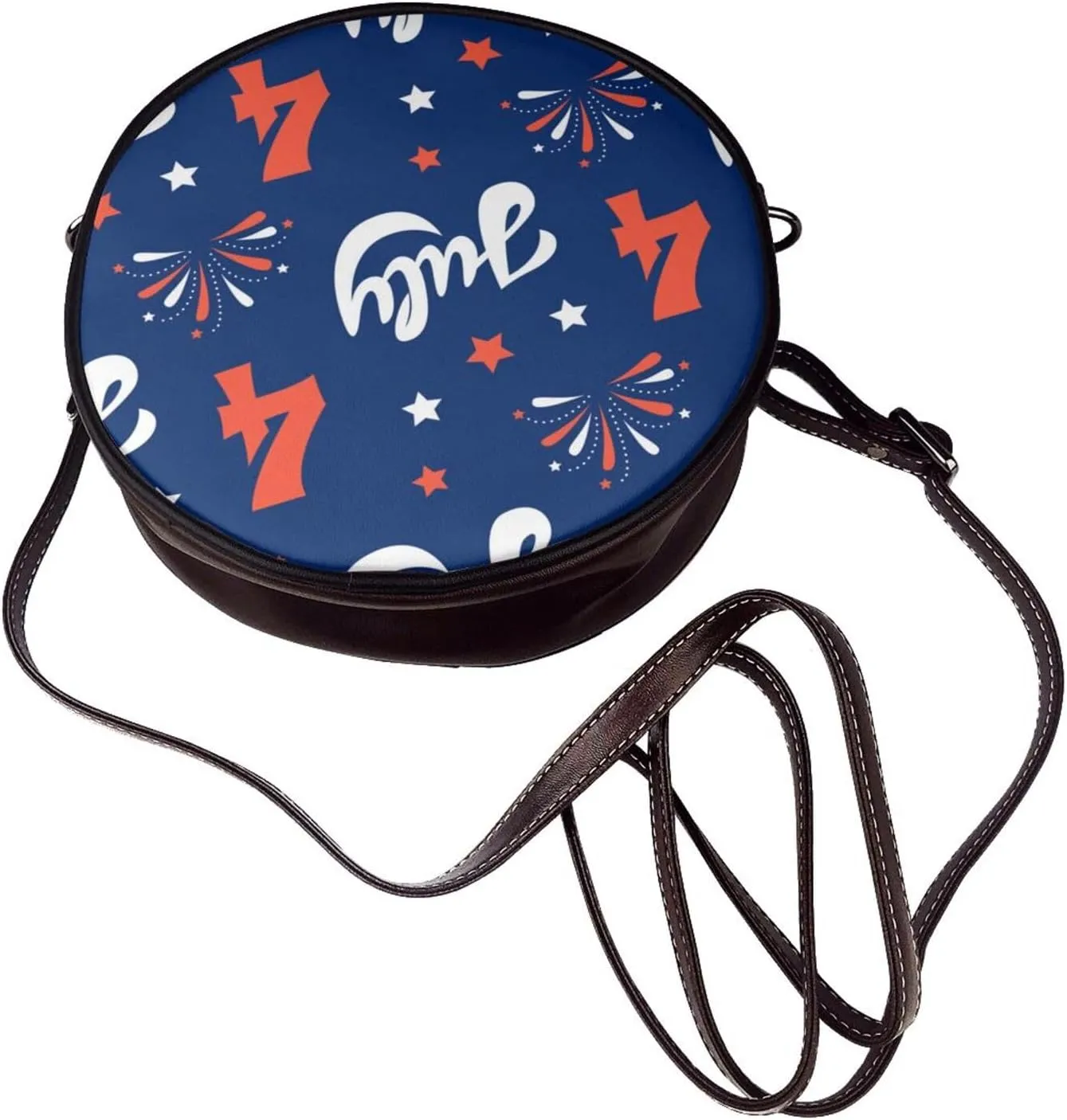 Women's Faux Leather Crossbody Bag Handle Circle Bag Mini Purse Clutch Handbag