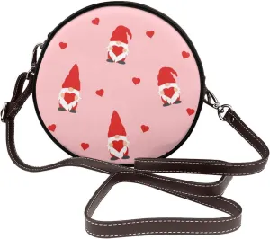 Women's Faux Leather Large Round Crossbody Purse Handbag Shoulder Bag for Travel