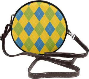 Women's Faux Leather Large Round Crossbody Purse Handbag Shoulder Bag for Travel