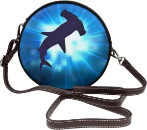 Women's Faux Leather Large Round Crossbody Purse Handbag Shoulder Bag for Travel
