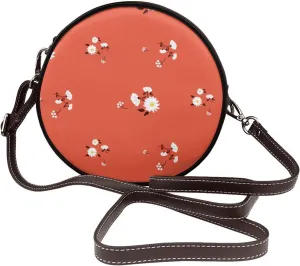 Women's Faux Leather Small Circle Crossbody Purse Shoulder Bag Handbag Sling Bag for Women