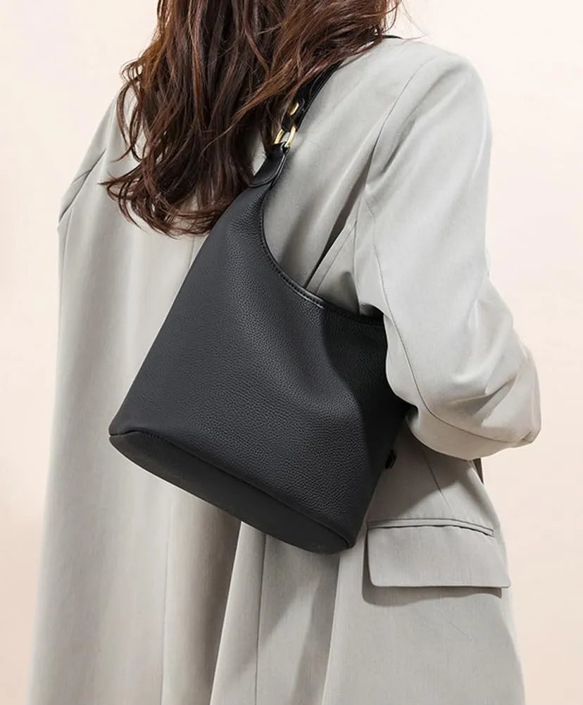 Womens Genuine Leather Purses Shoulder Handbags Crossbody Bag Trendy Bucket Satchel Phone Purse Small Tote Bag