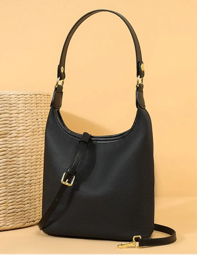 Womens Genuine Leather Purses Shoulder Handbags Crossbody Bag Trendy Bucket Satchel Phone Purse Small Tote Bag
