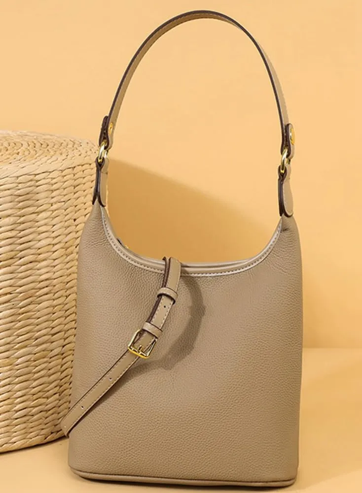 Womens Genuine Leather Purses Shoulder Handbags Crossbody Bag Trendy Bucket Satchel Phone Purse Small Tote Bag