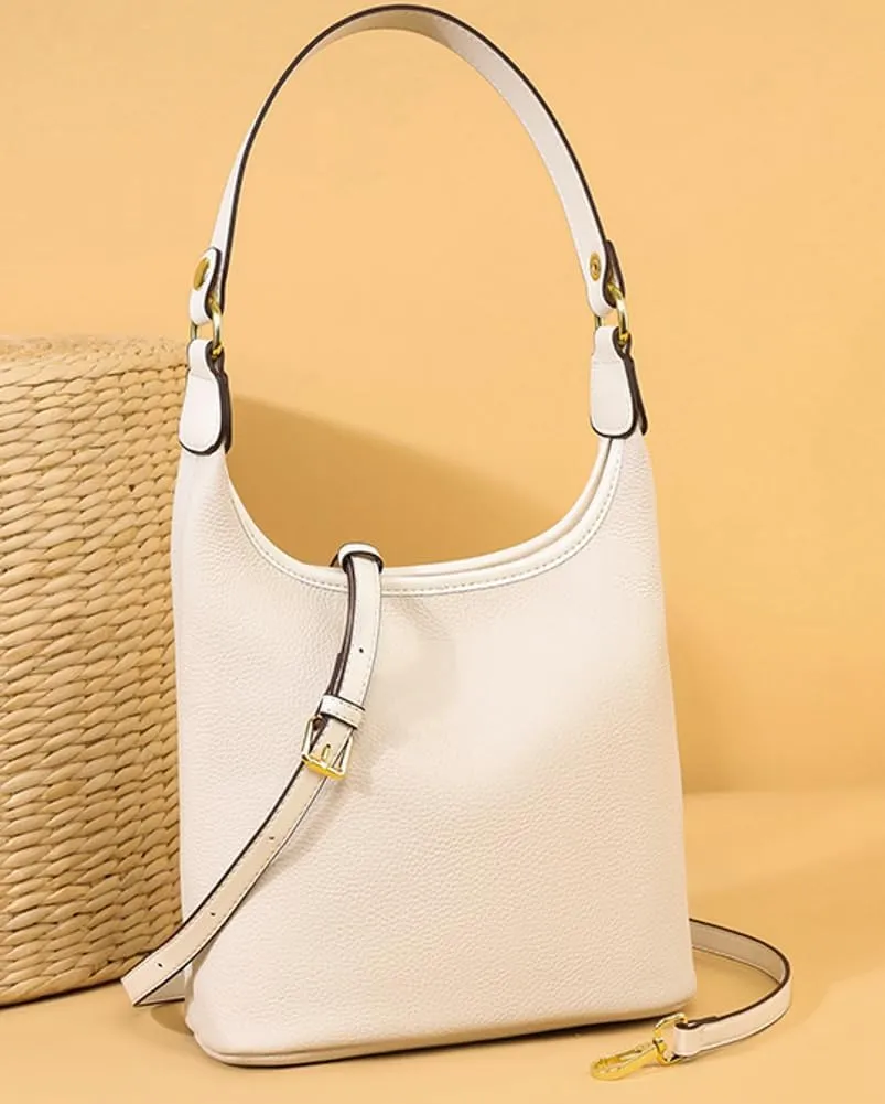 Womens Genuine Leather Purses Shoulder Handbags Crossbody Bag Trendy Bucket Satchel Phone Purse Small Tote Bag