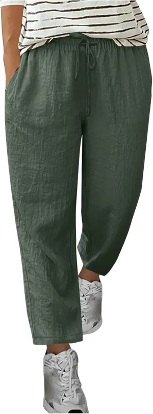 Womens Harem Pants Business Work Casual Lightweight Drawstring Elastic Waist Trousers 2025 Summer Outfits with Pockets