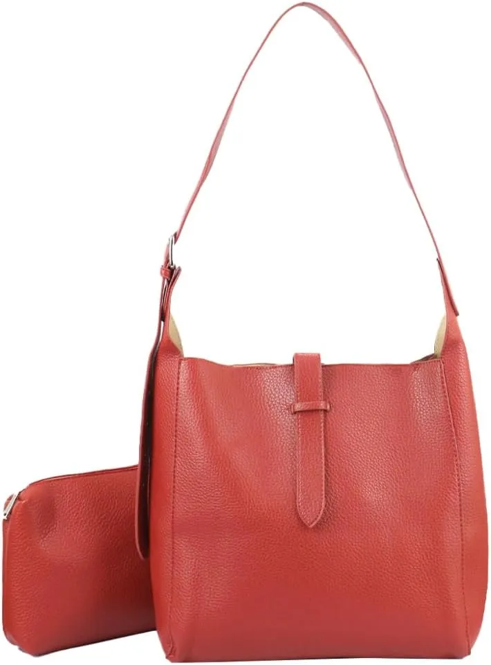 Womens Large Bucket Shoulder Tote Bag Soft Vegan Leather Working Crossbody Purse Casual Handbag Satchel 2pcs