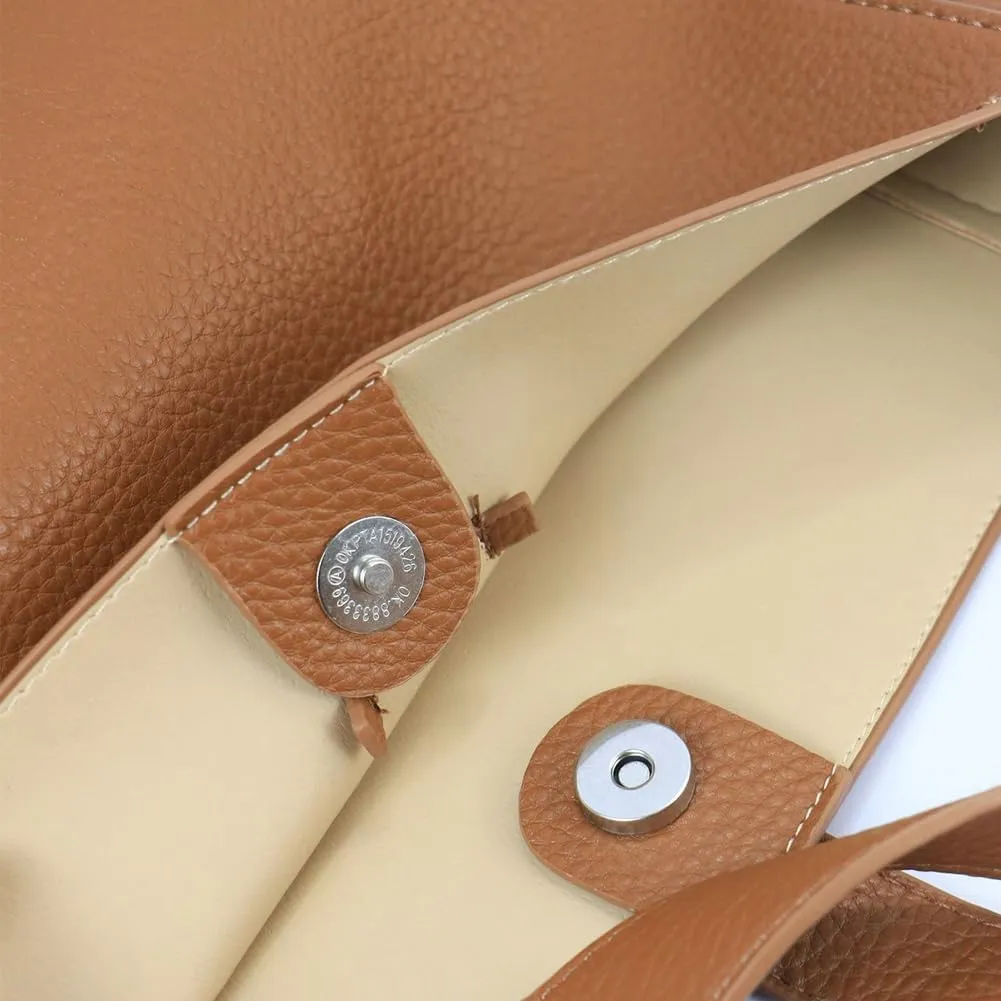 Womens Large Bucket Shoulder Tote Bag Soft Vegan Leather Working Crossbody Purse Casual Handbag Satchel 2pcs