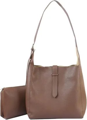 Womens Large Bucket Shoulder Tote Bag Soft Vegan Leather Working Crossbody Purse Casual Handbag Satchel 2pcs