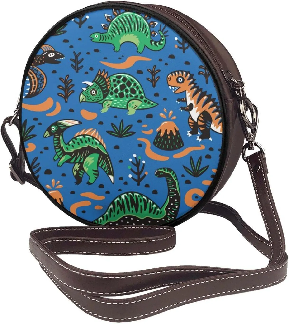 Womens Large Elegant Leather Round Shoulder Crossbody Messenger Bag Purse Bag