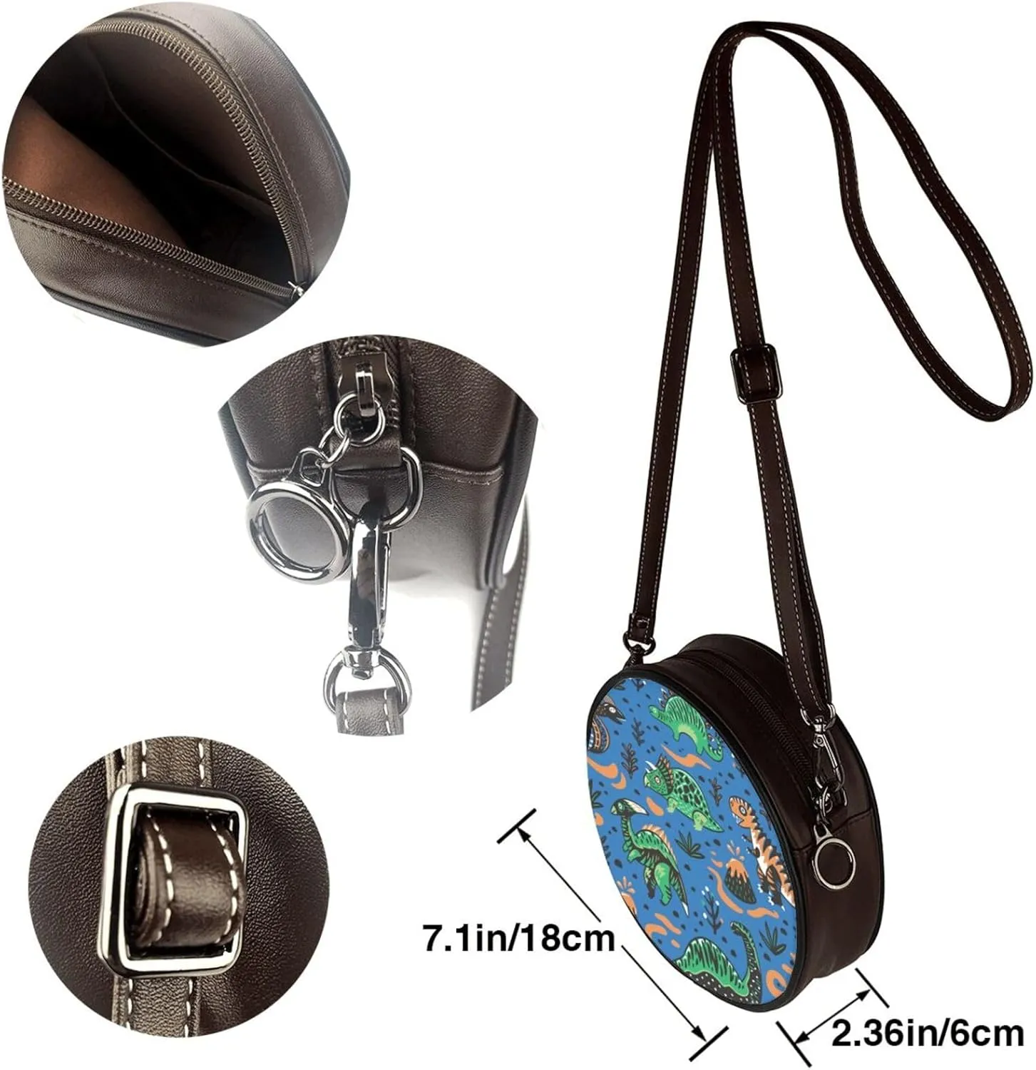 Womens Large Elegant Leather Round Shoulder Crossbody Messenger Bag Purse Bag