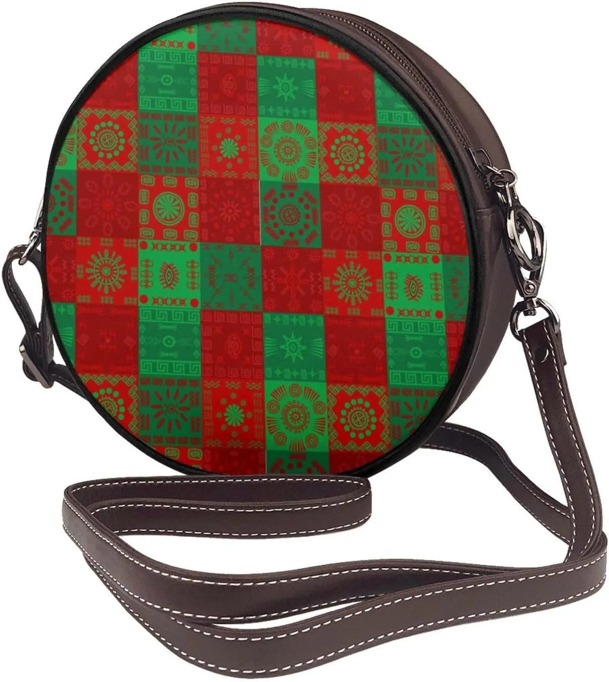 Womens Large Elegant Leather Round Shoulder Crossbody Messenger Bag Purse Bag