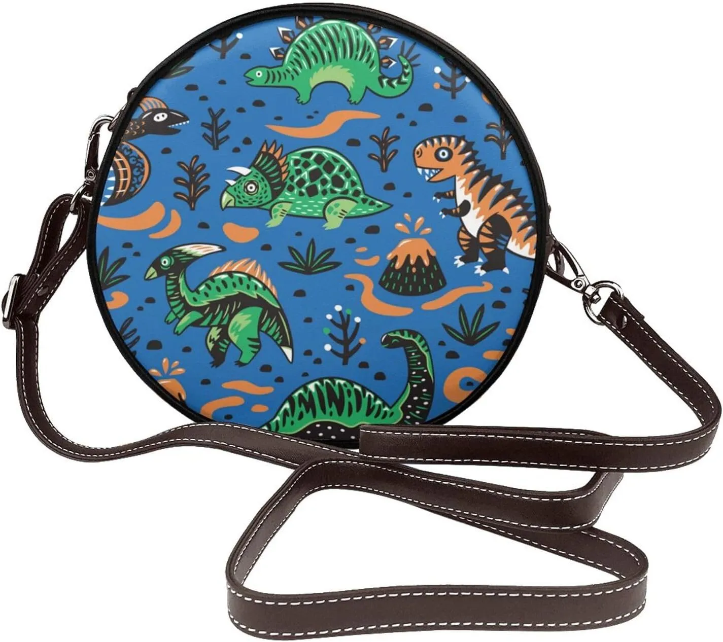 Womens Large Elegant Leather Round Shoulder Crossbody Messenger Bag Purse Bag