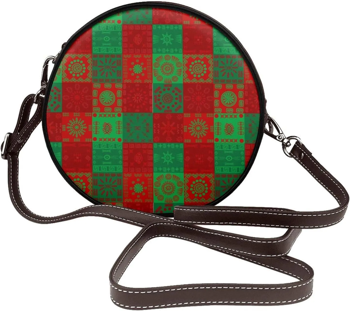 Womens Large Elegant Leather Round Shoulder Crossbody Messenger Bag Purse Bag