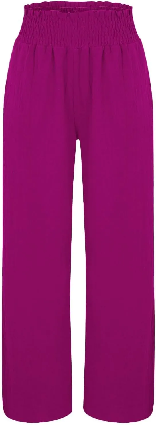 Womens Palazzo Linen Pants Wide Leg Casual Lightweight High Waist Trousers Summer Hawaii Beach Pants Vacation Outfits