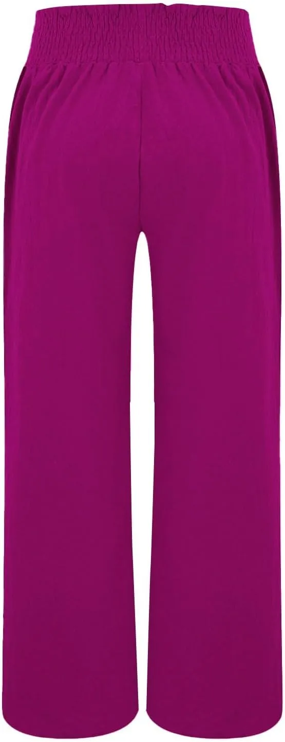 Womens Palazzo Linen Pants Wide Leg Casual Lightweight High Waist Trousers Summer Hawaii Beach Pants Vacation Outfits