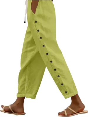 Womens Pants, Casual Pants Peasant Linen Straight Leg Drawstring Plaid 2025 Loose