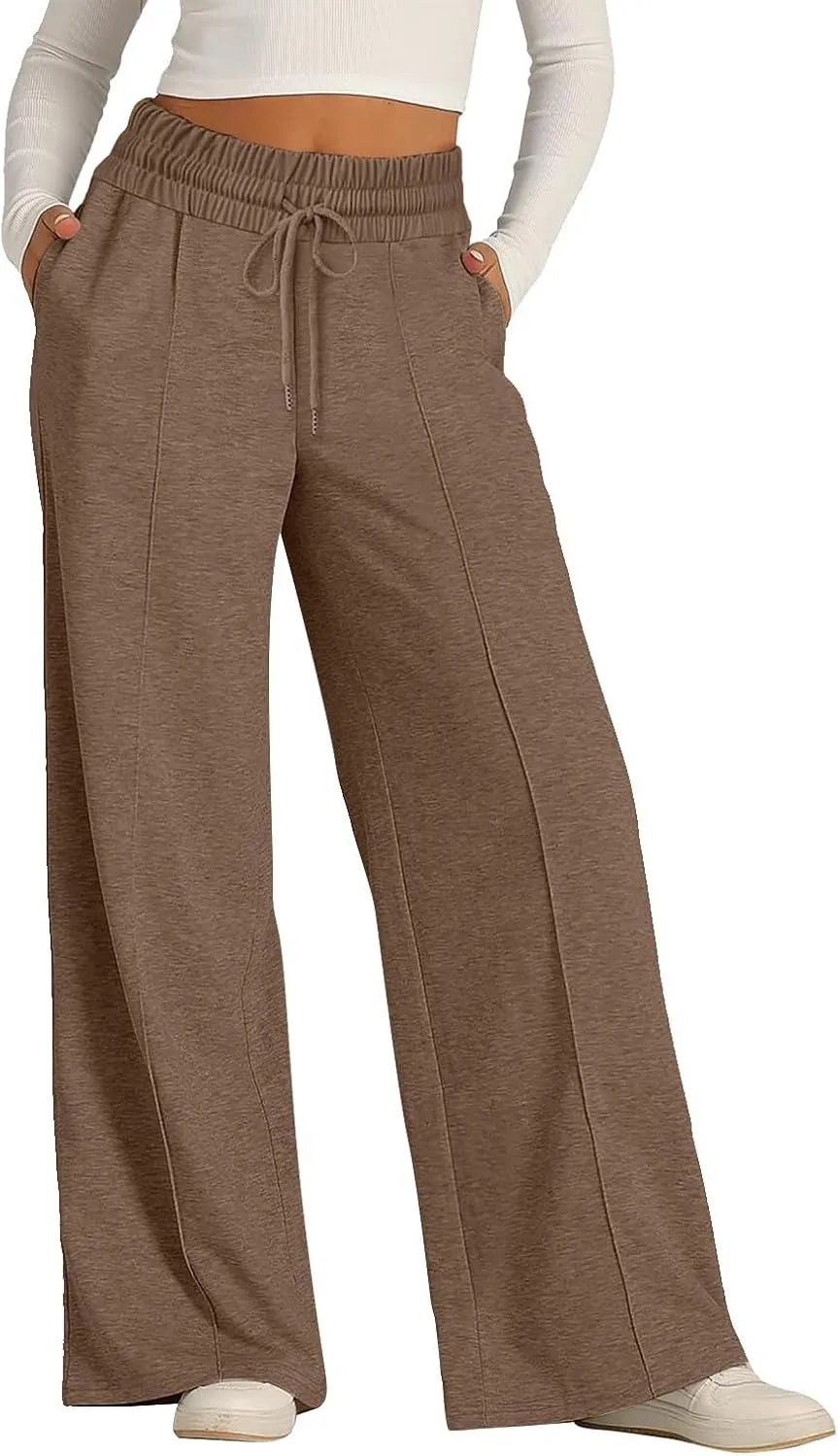 Women's Pants, Linen Pants Summer High Waisted Straight Leg Wide Lightweight Loose