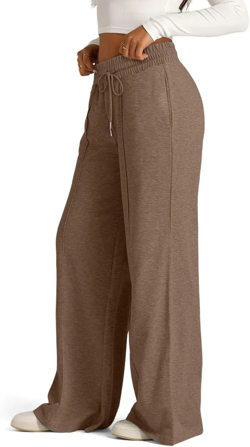 Women's Pants, Linen Pants Summer High Waisted Straight Leg Wide Lightweight Loose