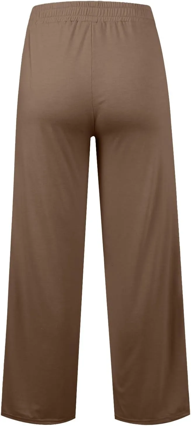 Women's Pants, Linen Pants Summer High Waisted Straight Leg Wide Lightweight Loose