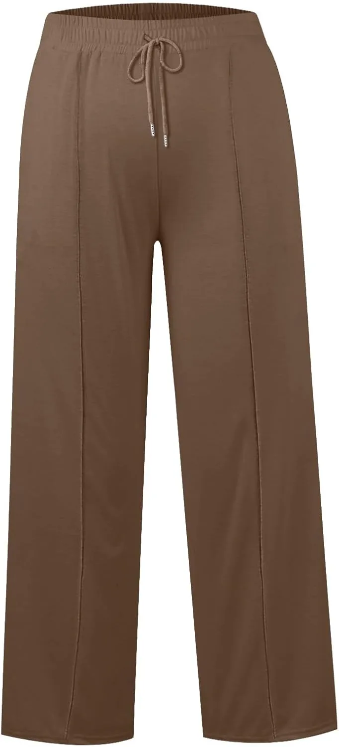 Women's Pants, Linen Pants Summer High Waisted Straight Leg Wide Lightweight Loose
