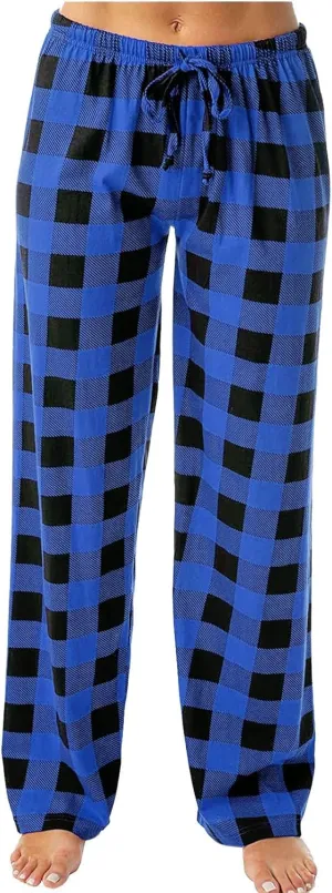 Womens Plaid Pajama Pants Sleepwear Loungewear High Waist Drawstring Long Pants Comfy Trousers Fall Fashion Clothes