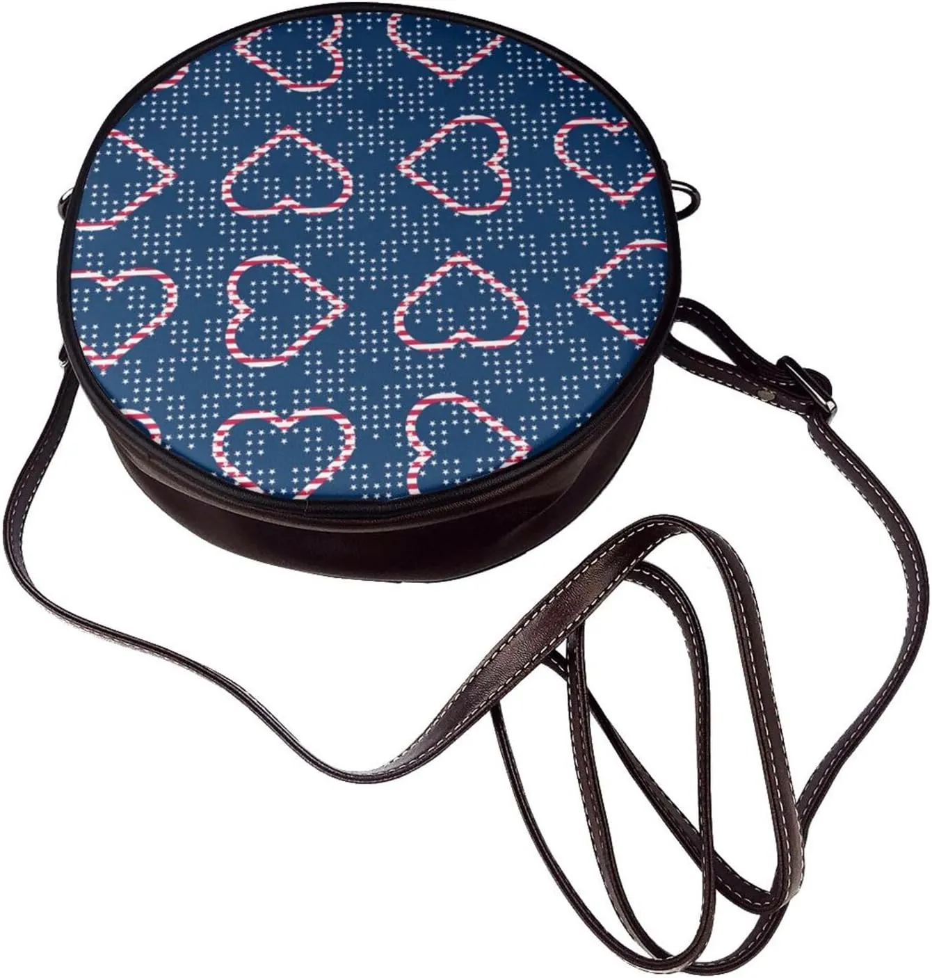 Women's PU Leather Round Crossbody Purse Handbag Crossbody Shoulder Bag for Travel Outdoor
