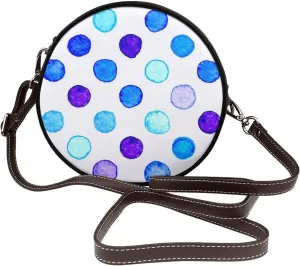 Women's PU Leather Round Crossbody Purse Handbag Crossbody Shoulder Bag for Travel Outdoor