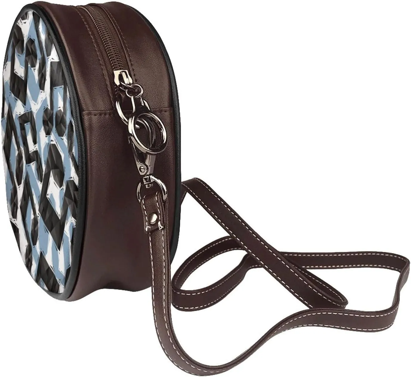 Women's PU Leather Round Crossbody Purse Handbag Crossbody Shoulder Bag for Travel Outdoor