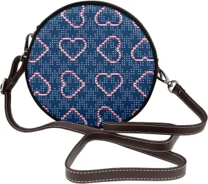 Women's PU Leather Round Crossbody Purse Handbag Crossbody Shoulder Bag for Travel Outdoor