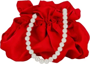Women's Satin Pearl Handbag Evening Bags Clutch Purse Mini Party Bucket Bag