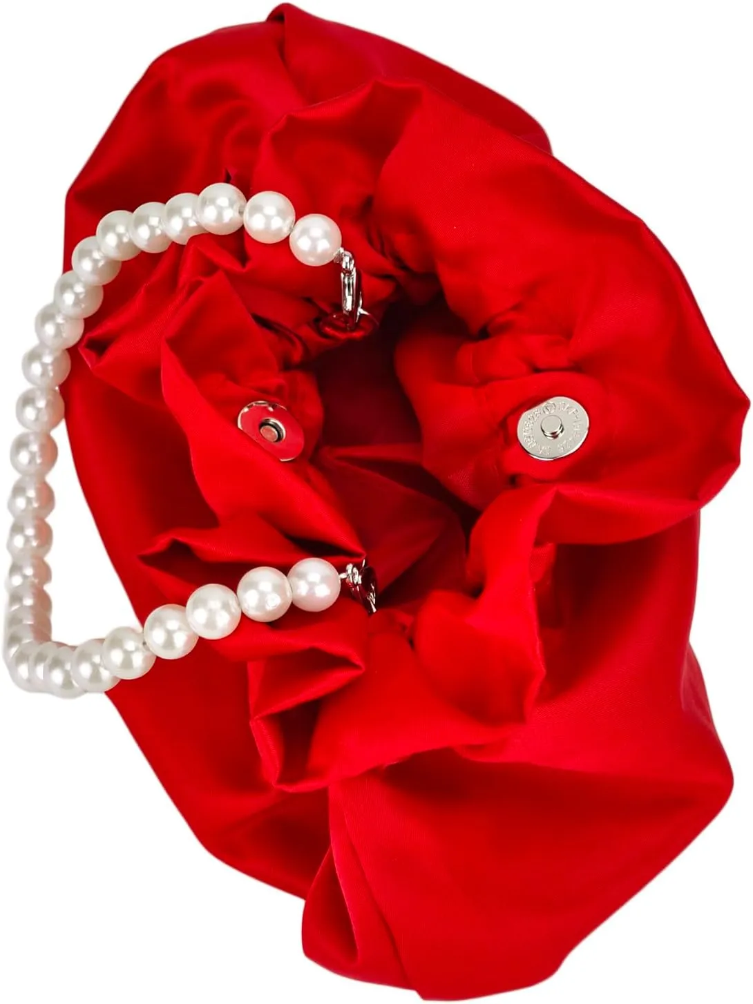 Women's Satin Pearl Handbag Evening Bags Clutch Purse Mini Party Bucket Bag