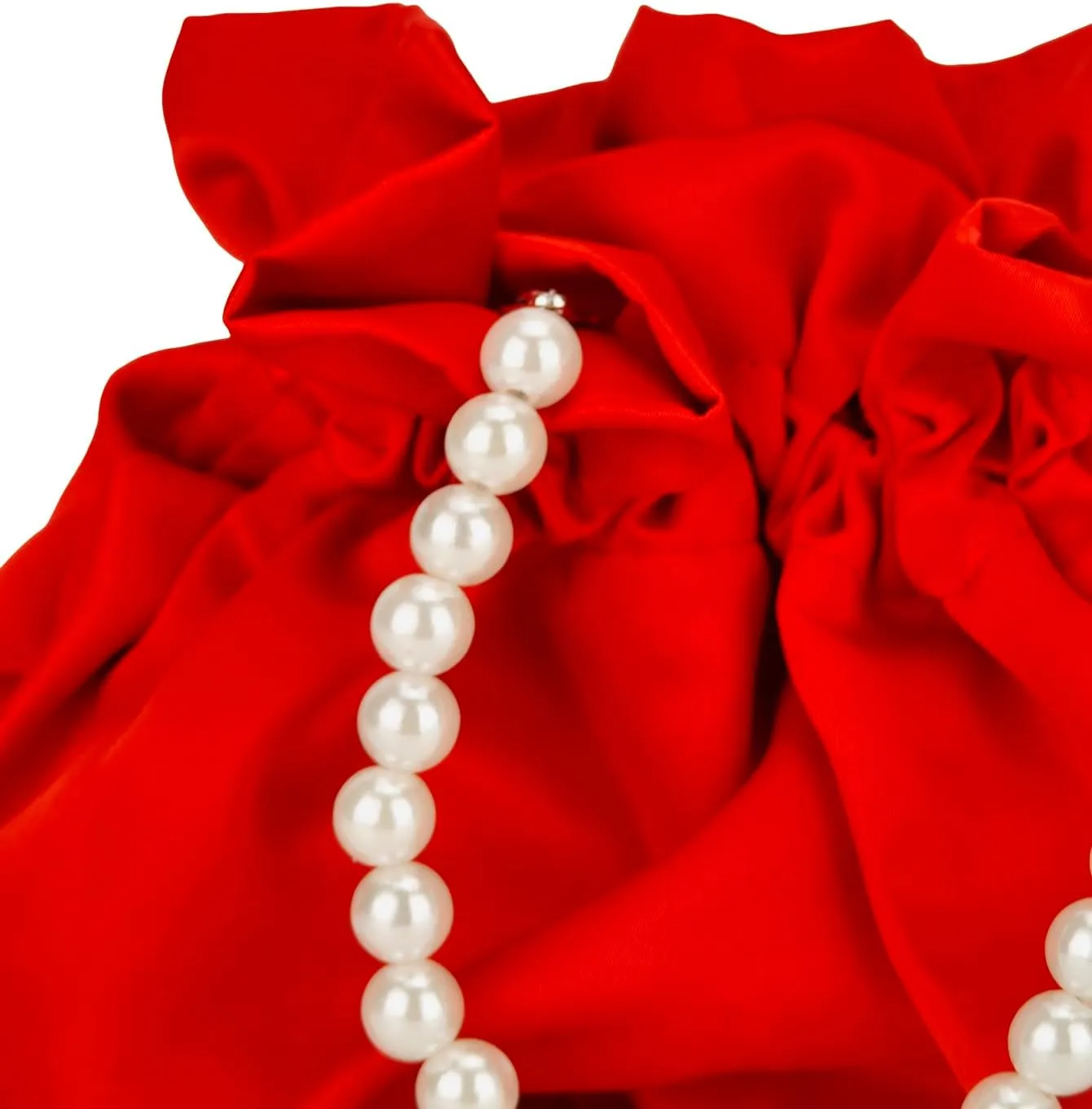 Women's Satin Pearl Handbag Evening Bags Clutch Purse Mini Party Bucket Bag