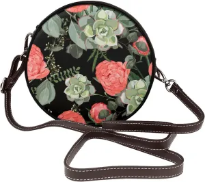 Womens Small Round Crossbody Bag Beach Shoulder Bag Handbag Purse for Summer