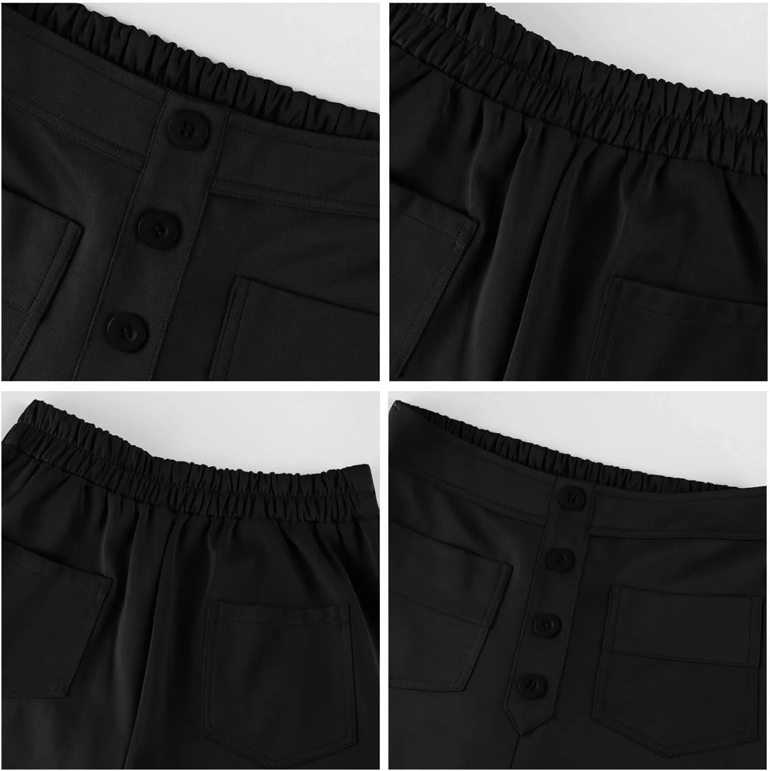 Women's Straight Leg Dress Pants Fahion 2024 High Waisted Button Down Stretchy Business Work Trousers with Pockets
