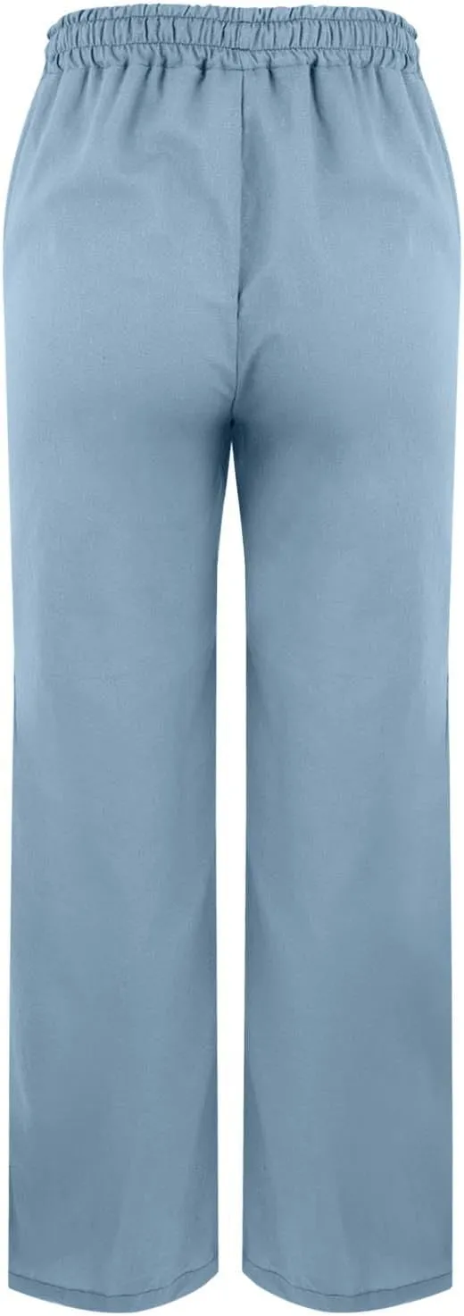 Womens Striped Linen Pants Lightweight Capri Summer Casual Beach Drawstring Elastic Waist Trousers with Pockets