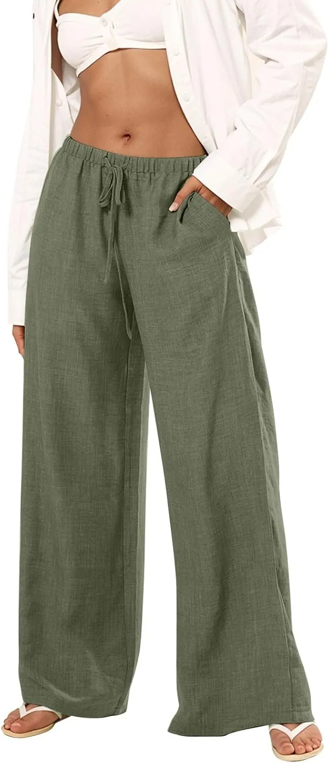 Women's Summer Casual Flowy Wide-Legged Dressy Loose Fit Fashion Pants