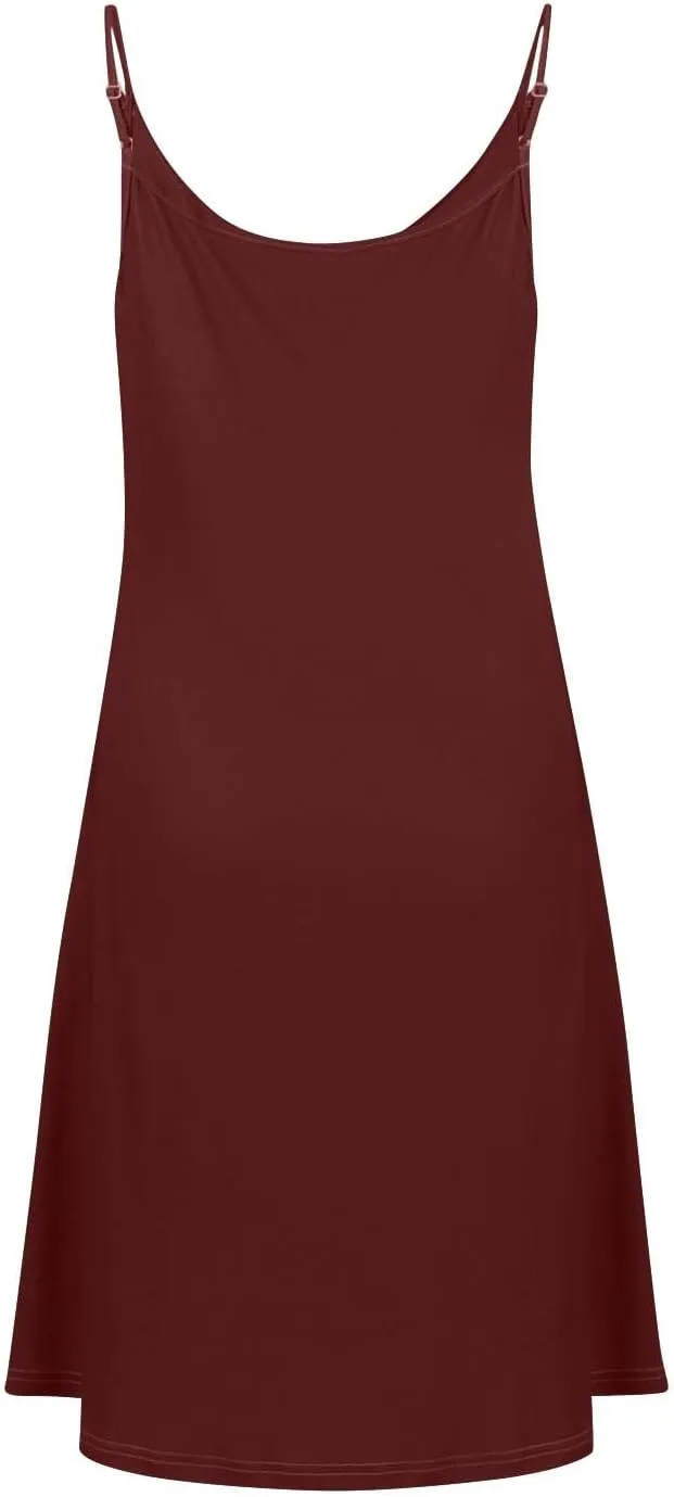 Womens Summer Dresses Spaghetti Strap V Neck Casual Sleeveless Solid Sundress Beach Button Shirts Boho Mini Dress