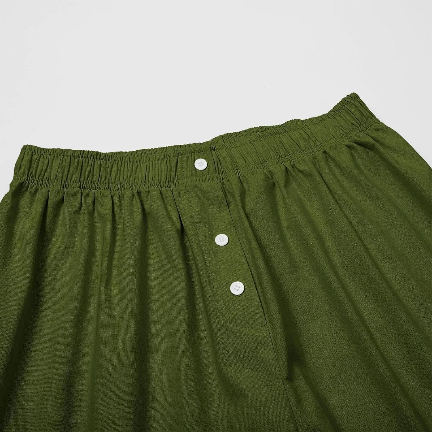 Womens Summer Linen Pants Wide Leg Elastic Waist Button Fly Long Lounge Pants Beach Loose Comfy Palazzo Trousers with Pockets