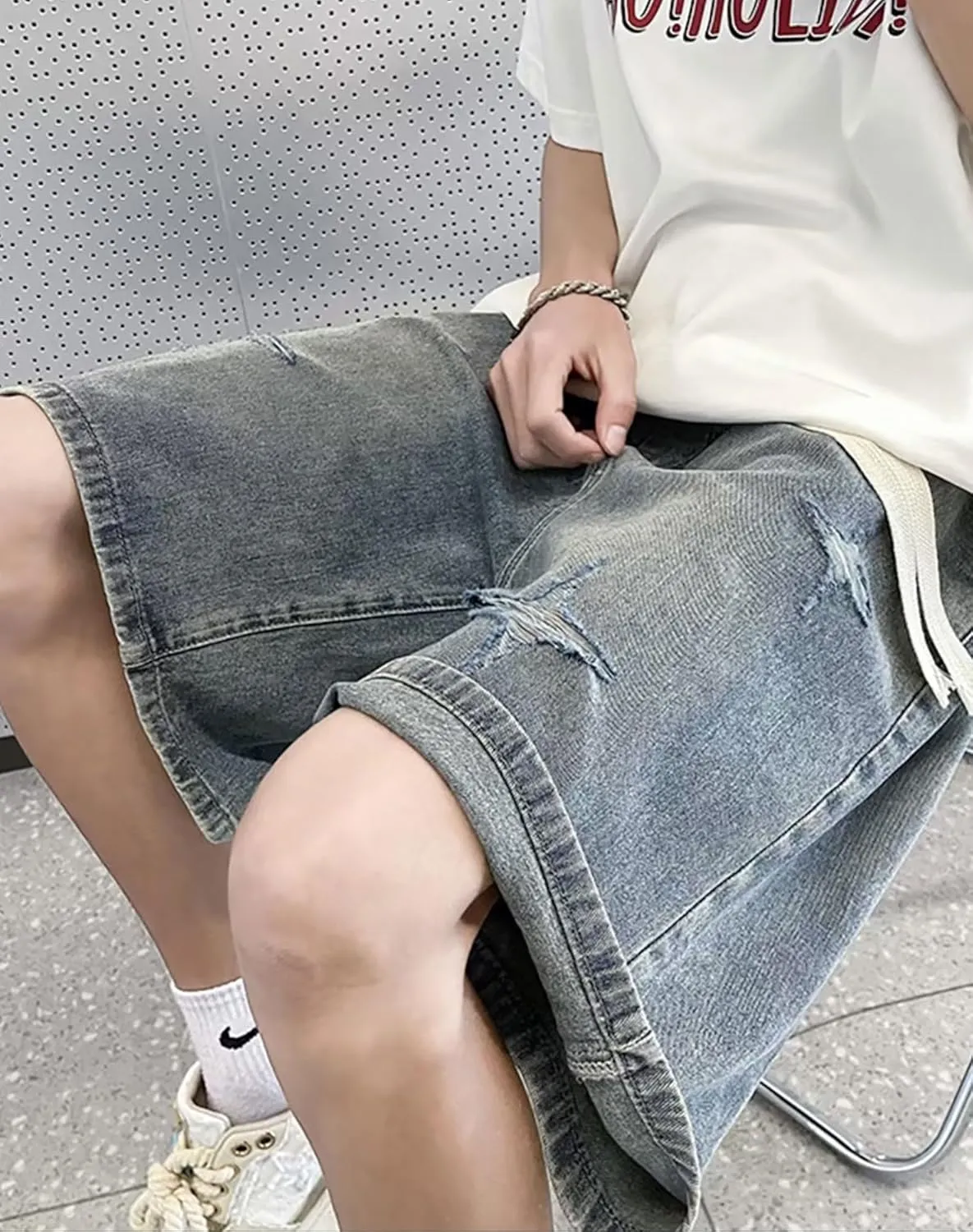 Women's Y2K Star Pants Elastic Waist Drawstring Casual Sporty Baggy Shorts with Pockets