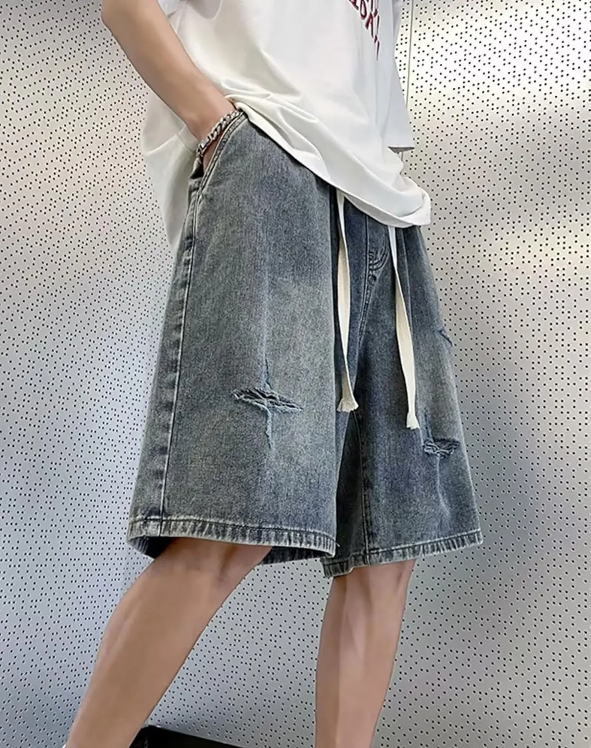 Women's Y2K Star Pants Elastic Waist Drawstring Casual Sporty Baggy Shorts with Pockets